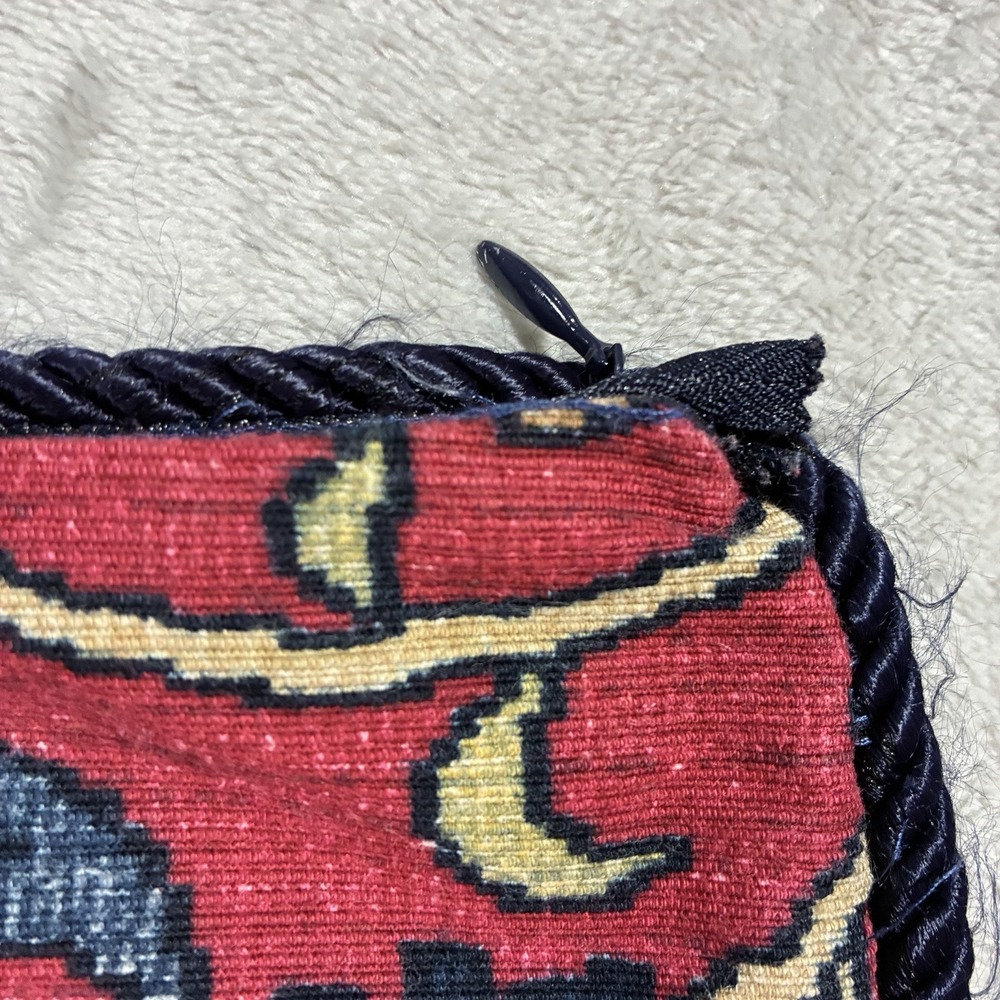 Ralph Lauren Poet Society Euro Pillow Sham Tapestry Rug Red Blue Cotton 24"x24" - Picture 7 of 9